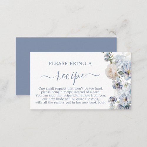 Something Blue Bridal Shower Recipe Card Request