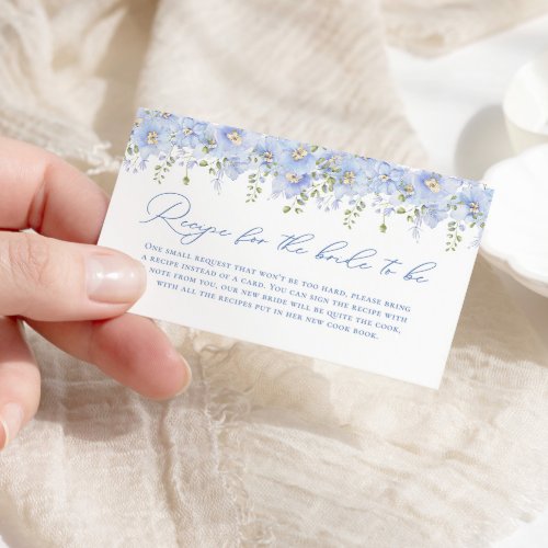 Something Blue Bridal Shower Recipe For Bride Enclosure Card