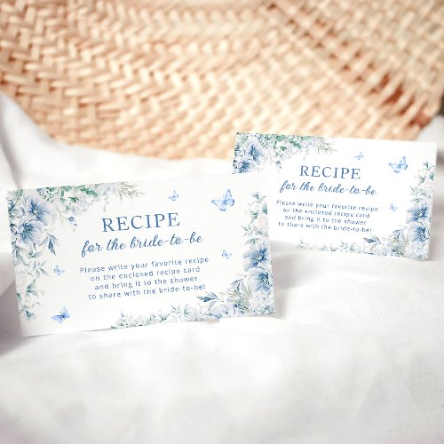 Something Blue Bridal Shower Recipe Request Enclosure Card