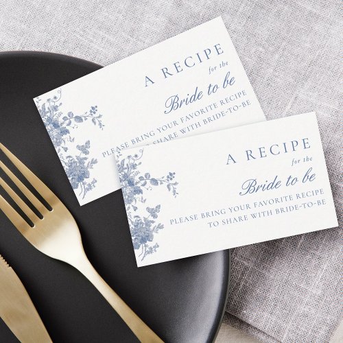 Something Blue Bridal Shower Share A Recipe Enclosure Card