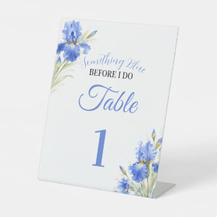 Something Blue Bridal Shower Table Number Pedestal Sign