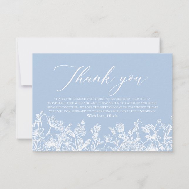 Something Blue Bridal Shower Thank You Card (Front)
