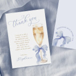 Something Blue Bridal Shower Thank You Card<br><div class="desc">Send your heartfelt thanks with this elegant thank you card featuring graceful script and a soft dusty blue bow tied to a champagne glass.</div>