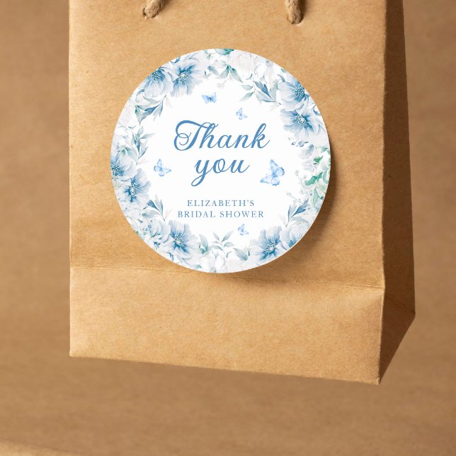 Something Blue Bridal Shower Thank You Classic Round Sticker (Creator Uploaded)