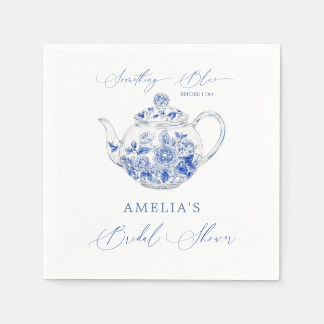 Something Blue Bridal Shower Toile  Napkins (Front)