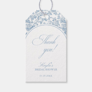 Something Blue Bridal Shower Toile Thank You Gift Tags