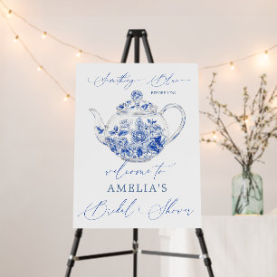 Something Blue Bridal Shower Toile Welcome sign