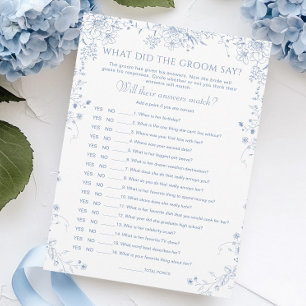Something Blue Bridal Shower What Did He Say Card