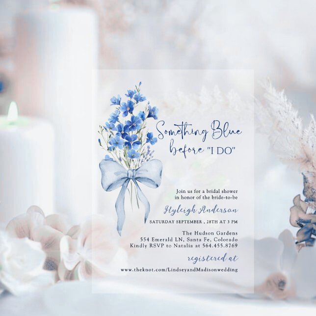 Something Blue Bridal Shower | Wildflower Ribbon Acrylic Invitations (Creator Uploaded)