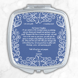 Something Blue Bride Gift from Mom Custom Message Compact Mirror