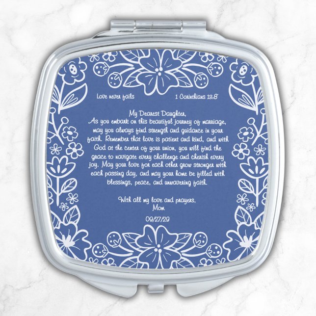 Something Blue Bride Gift from Mom Custom Message Compact Mirror (Creator Uploaded)