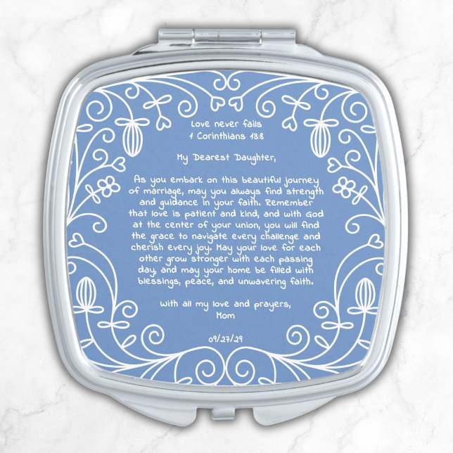 Something Blue Bride Gift from Mom Floral Frame Compact Mirror (Creator Uploaded)