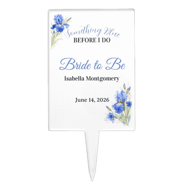 Something Blue Bride to Be Cupcake Toppers (Front)