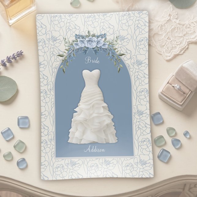 Something Blue Bride To Be Glass Trinket Tray (Elegant bridal shower gift tray handcrafted glass keepsake with custom name blue design)