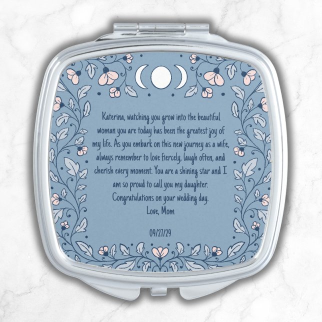 Something Blue Bride Wedding Gift Celestial Boho Compact Mirror (Creator Uploaded)