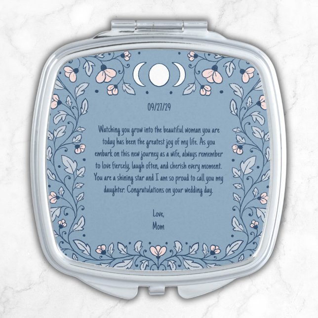 Something Blue Bride Wedding Gift from Mom Boho Compact Mirror (Creator Uploaded)