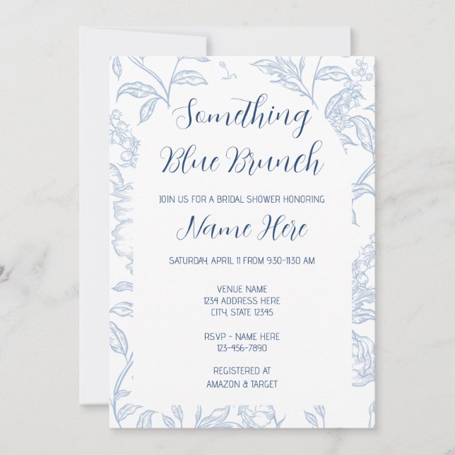 Something Blue Brunch Bridal Shower Invitation (Front)