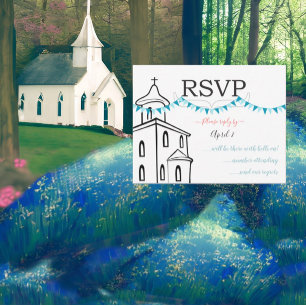 Something Blue Bunting Chapel RSVP Card