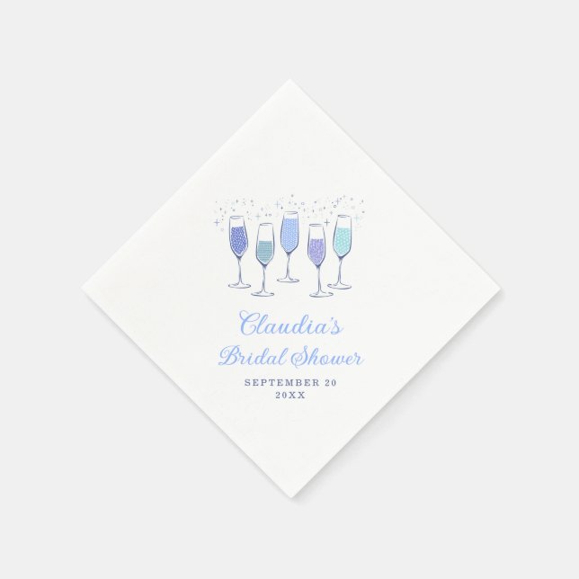 Something Blue Champagne Bridal Shower Napkins (Corner)