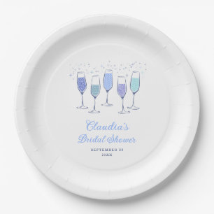 Something Blue Champagne Bridal Shower Paper Plates
