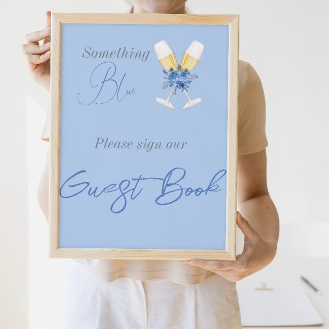 Something Blue Champagne Floral Bridal Shower Book Poster (Creator Uploaded)