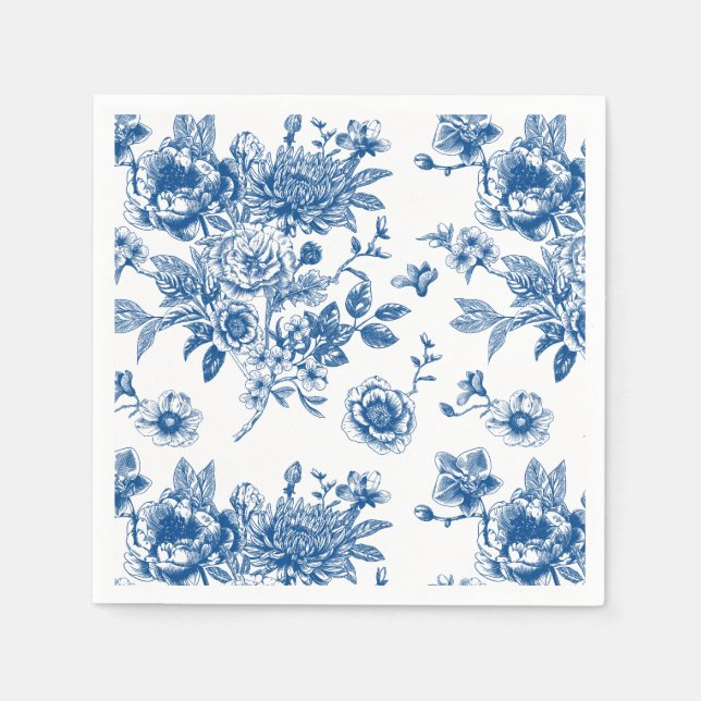Something blue chinoiserie blue bridal shower napkins (Front)