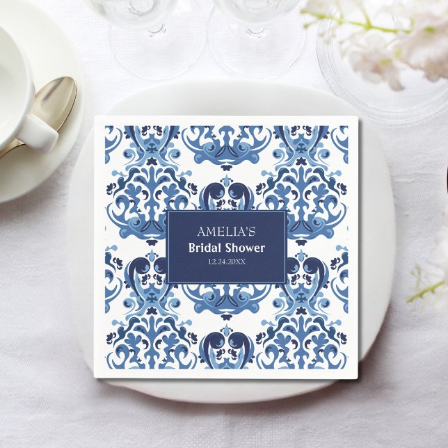 Something Blue chinoiserie blue Bridal Shower Napkins (Creator Uploaded)