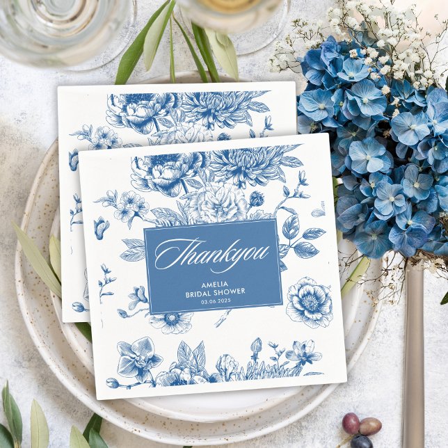 Something blue chinoiserie blue bridal shower napkins (Creator Uploaded)