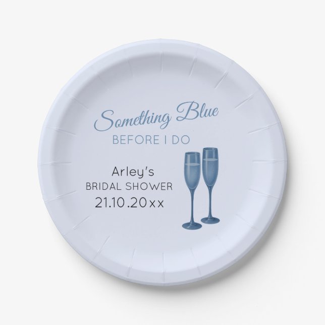 Something Blue Chinoiserie Bridal Shower  Paper Plates (Front)