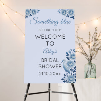 Something Blue Chinoiserie Bridal Shower Welcome  Foam Board