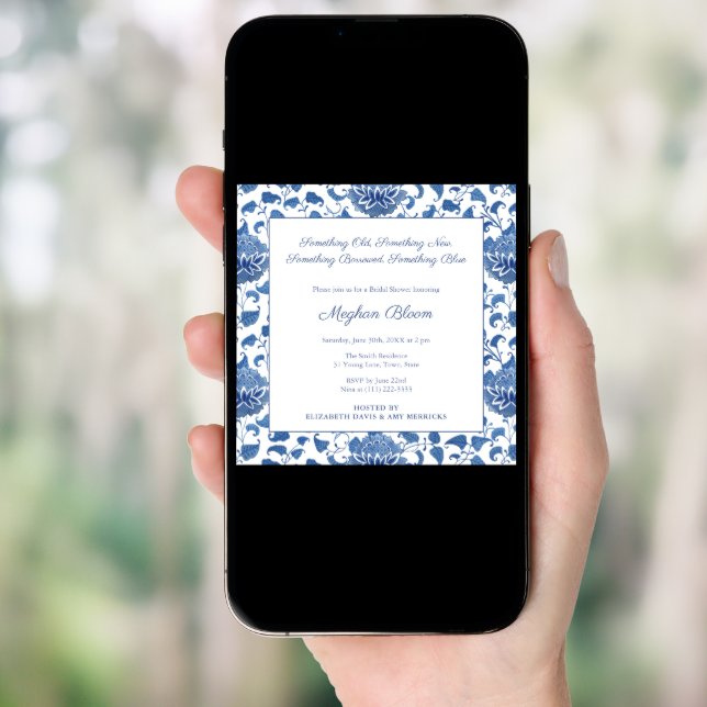 Something Blue Chinoiserie Chic Bridal Shower Invitation (Front Digital)