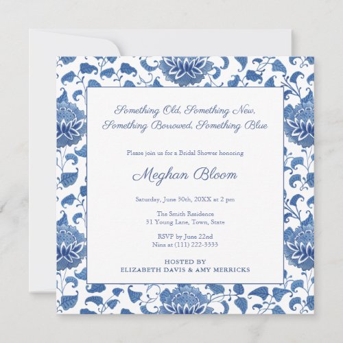 Something Blue Chinoiserie Chic Bridal Shower Invitation
