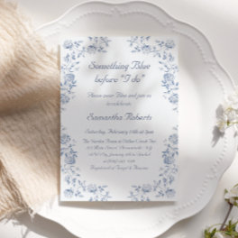 Something Blue Chinoiserie Floral Bridal Shower Invitation
