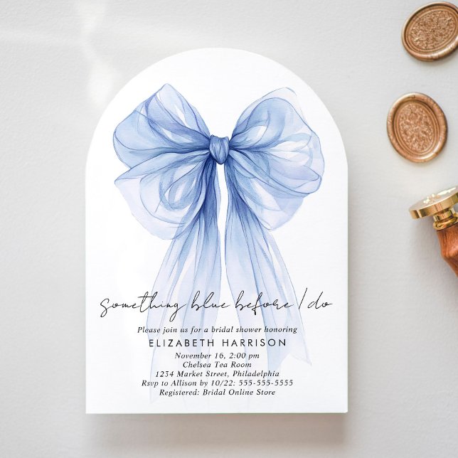Something Blue Coquette Bow Arch Bridal Shower Invitation (Creator Uploaded)