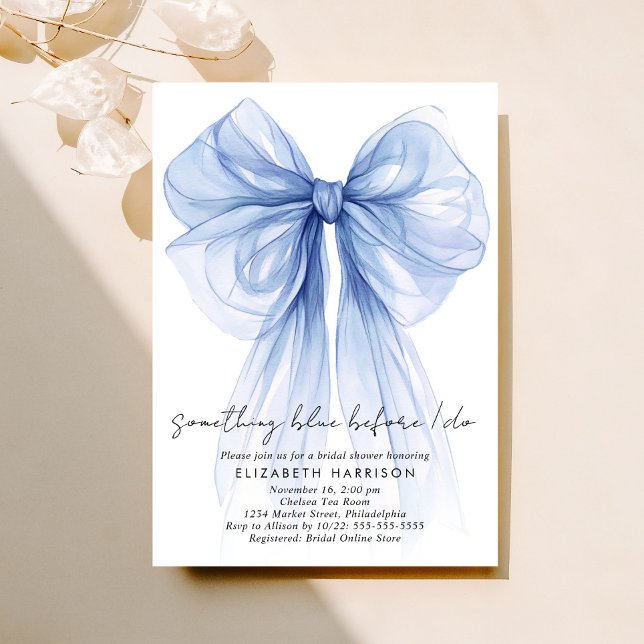 Something Blue Coquette Bow Bridal Shower Invitation (Creator Uploaded)