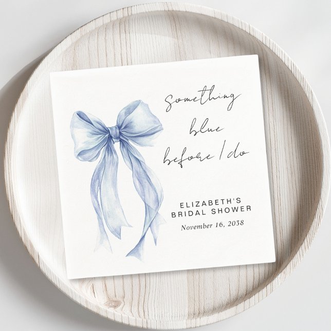 Something Blue Coquette Bow Bridal Shower Napkins (Creator Uploaded)