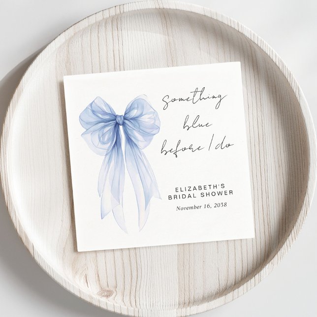 Something Blue Coquette Bow Bridal Shower Napkins (Creator Uploaded)