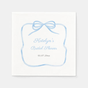 Something Blue Coquette Bow Bridal Shower Party Napkins