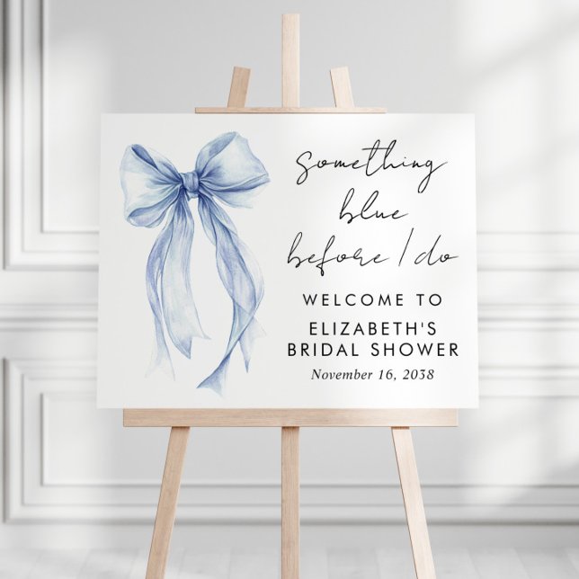 Something Blue Coquette Bow Bridal Shower Welcome Foam Board (Creator Uploaded)