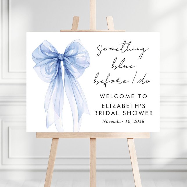 Something Blue Coquette Bow Bridal Shower Welcome Foam Board (Creator Uploaded)