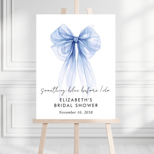 Something Blue Coquette Bow Bridal Shower Welcome Foam Board (Creator Uploaded)