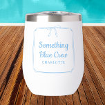 Something Blue Crew Chic Aesthetic Bow Custom Name Thermal Wine Tumbler<br><div class="desc">Celebrate in style with our Customizable 'Something Blue Crew' wine tumbler! Perfect for your bachelorette party or bridal shower, this elegant tumblers feature a soft blue design with a chic bow and frame detail. Personalize it with your name or your bridal party's names to make it truly unique. Crafted from...</div>