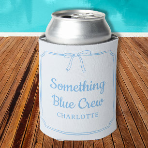 Something Blue Crew Elegant Bow Custom Name Can Cooler