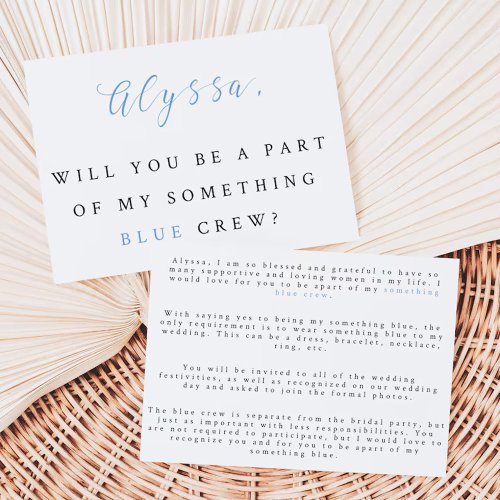 Something Blue Crew Proposal Enclosure Card