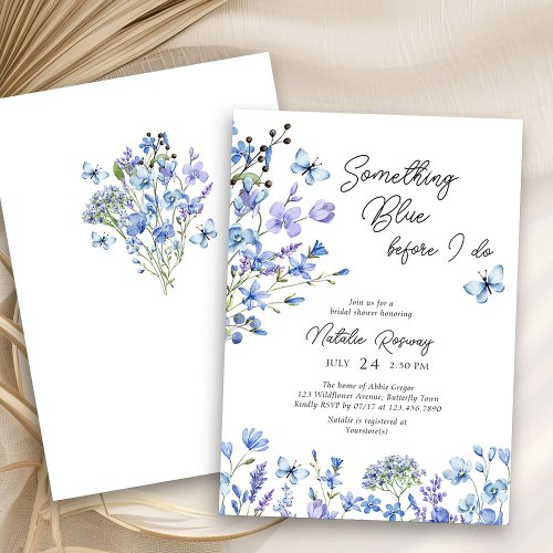Something Blue Delicate Wildflower Bridal Shower Invitation