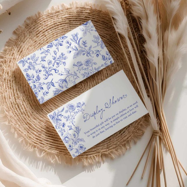 Something Blue Display Shower Enclosure Card (Blue Floral Display Shower Card)