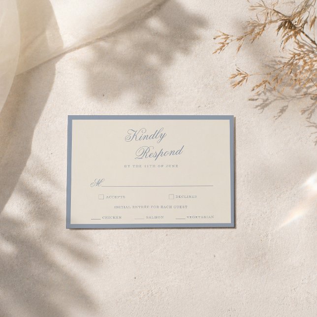 Something Blue Dusty Blue Elegant RSVP Card (Creator Uploaded)