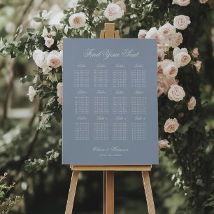 Something Blue Dusty Blue Elegant Seating Chart Foam Board