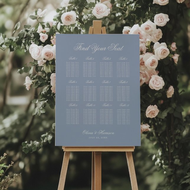 Something Blue Dusty Blue Elegant Seating Chart Foam Board (Creator Uploaded)