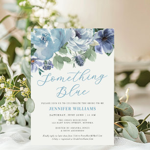 Something Blue Dusty Blue Floral Bridal Shower Invitation